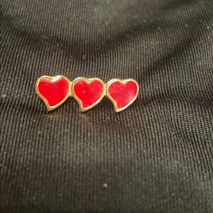 010 Charming Gold and Red Hearts Pin/Brooch